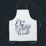Oy to the World Hanukkah Jewish Funny  Apron<br><div class="desc">Jewish holiday humour,  Hanukkah 2025,  menorah celebration,  oy vey joke,  Hanukkah pun,  Jewish Christmas parody,  holiday season Jewish humour,  festive Jewish saying,  menorah tee</div>