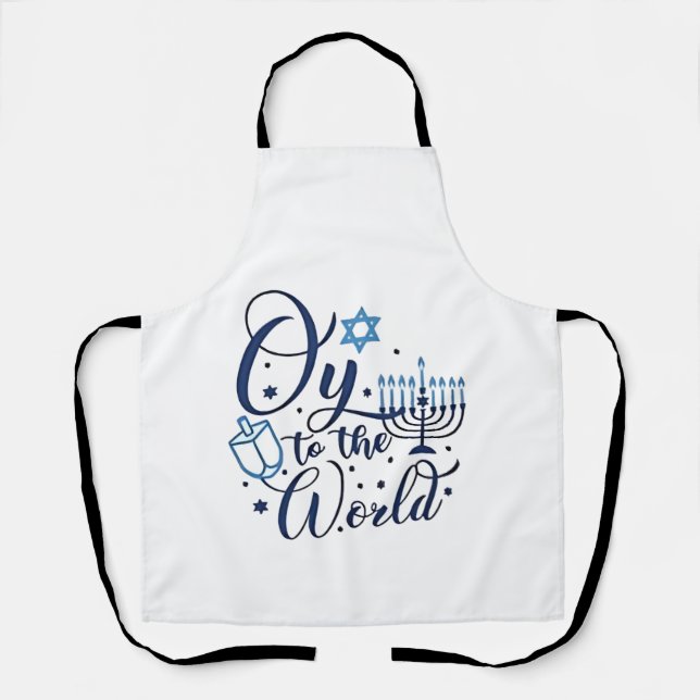 Oy to the World Hanukkah Jewish Funny  Apron (Front)