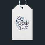 Oy to the World Hanukkah Jewish Funny  Gift Tags<br><div class="desc">Jewish holiday humour,  Hanukkah 2025,  menorah celebration,  oy vey joke,  Hanukkah pun,  Jewish Christmas parody,  holiday season Jewish humour,  festive Jewish saying,  menorah tee</div>