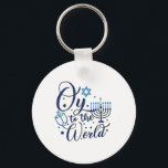 Oy to the World Hanukkah Jewish Funny  Key Ring<br><div class="desc">Jewish holiday humour,  Hanukkah 2025,  menorah celebration,  oy vey joke,  Hanukkah pun,  Jewish Christmas parody,  holiday season Jewish humour,  festive Jewish saying,  menorah tee</div>
