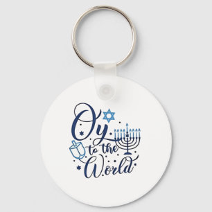 Oy to the World Hanukkah Jewish Funny  Key Ring