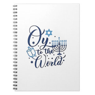 Oy to the World Hanukkah Jewish Funny Notebook