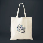 Oy to the World Hanukkah Jewish Funny  Tote Bag<br><div class="desc">Jewish holiday humour,  Hanukkah 2025,  menorah celebration,  oy vey joke,  Hanukkah pun,  Jewish Christmas parody,  holiday season Jewish humour,  festive Jewish saying,  menorah tee</div>