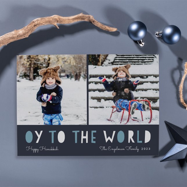 Oy to the World | Hanukkah Photo Card (Creator Uploaded)