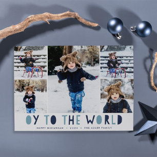 Oy to the World   Hanukkah Photo Collage Card
