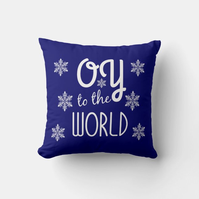 OY to the world Holiday Humour Throw Pillow (Front)