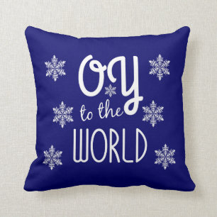 OY to the world Holiday Humour Throw Pillow