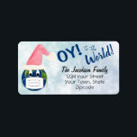 OY to the World Pandemic Holiday Return Address Label<br><div class="desc">This funny return address label is perfect for your pandemic Christmas, Hanukkah or general holiday mailings. It features a cute design with the planet earth wearing a Santa hat and a face mask, on a blue watercolor background. There is a caption above the address reading: OY to the World -...</div>