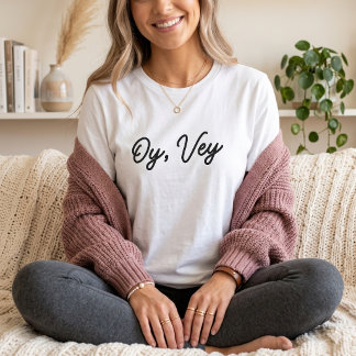 Oy Vey Funny Jewish Expression Minimalist Script  T-Shirt
