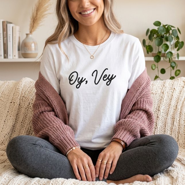 Oy Vey Funny Jewish Expression Minimalist Script  T-Shirt (Creator Uploaded)