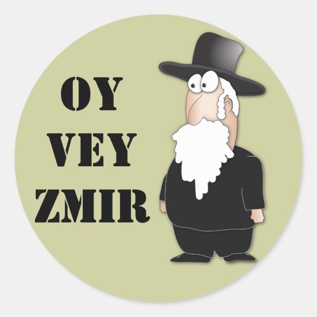 Oy Vey Funny Jewish rabbi - cool cartoon Classic Round Sticker (Front)