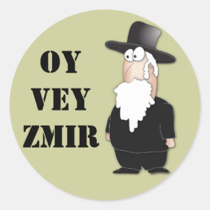 Oy Vey Funny Jewish rabbi - cool cartoon Classic Round Sticker