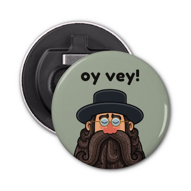 OY VEY! Funny RABBI Peronalized Bottle Opener (Front)