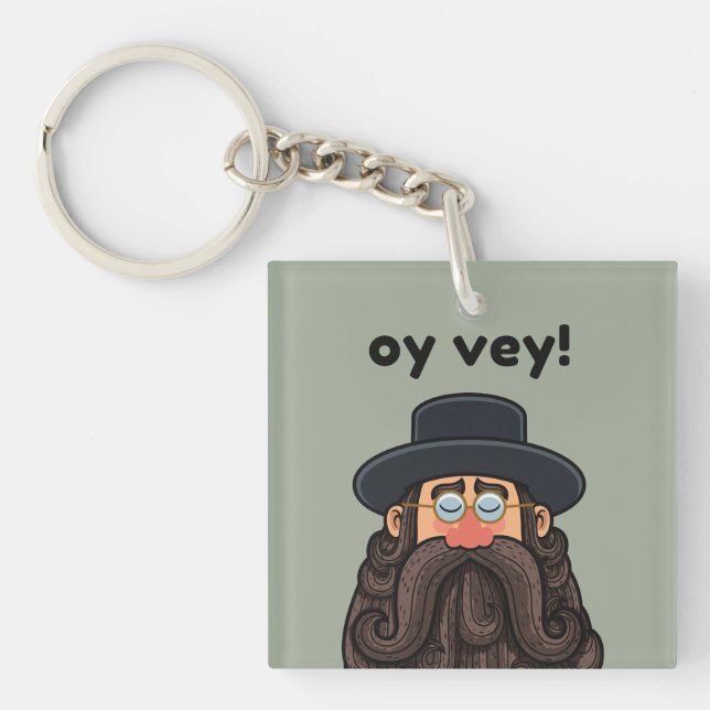 OY VEY! Funny RABBI Peronalized Key Ring (Front)