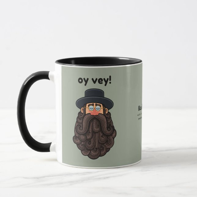 OY VEY! Funny RABBI Peronalized Mug (Left)
