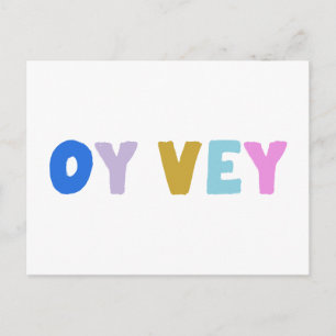Oy Vey Funny Yiddish Expression Cute Colourful Postcard