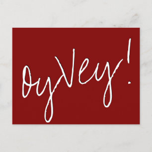 Oy Vey Script   Simple Red Wedding Postponement Postcard