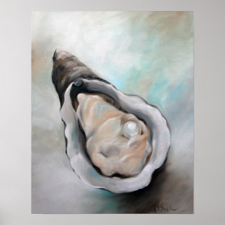 oyster and Pearl Beach Seafood Art Poster