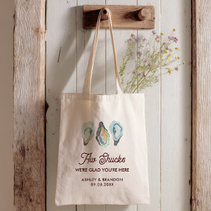 Oyster Aw Shucks We're Glad You're Here Wedding Tote Bag