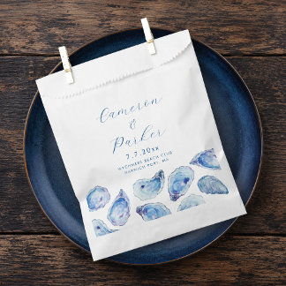 Oyster Blue Watercolor Wedding Favour Bag