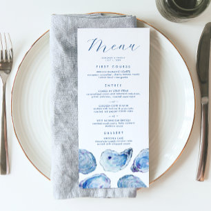 Oyster Blue Watercolor Wedding Menu