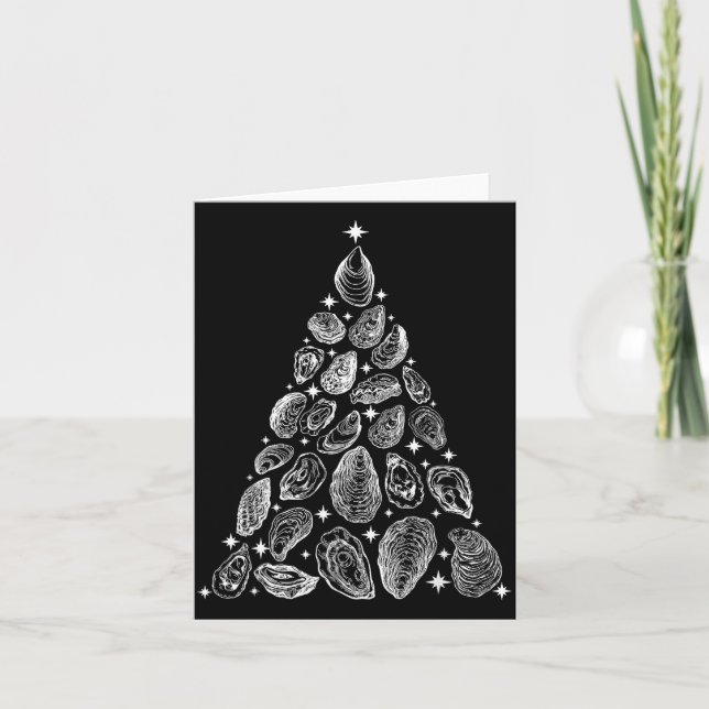 Oyster Christmas Tree Seafood Shellfish Holiday Be Card (Front)