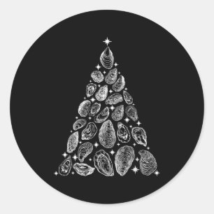 Oyster Christmas Tree Seafood Shellfish Holiday Be Classic Round Sticker