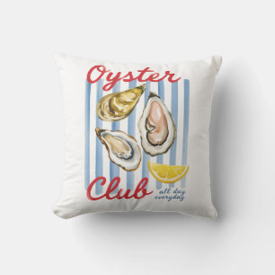 Oyster Club Watercolor Seafood Art Cushion