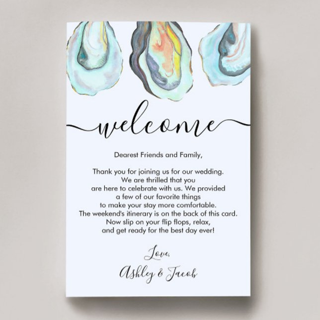 Oyster Coastal Wedding Welcome Letter & Itinerary (Creator Uploaded)