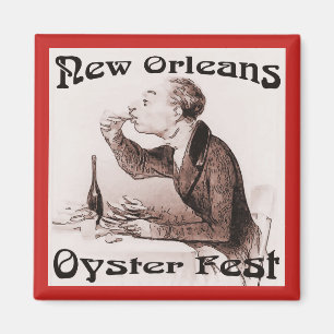 Oyster Fest, Vintage Man Eating Oyster Magnet