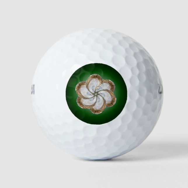 Oyster Flower Golf Ball - Design C Green (Front)