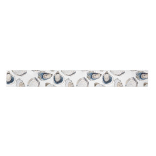 Oyster Half Shell Coastal Theme Satin Ribbon