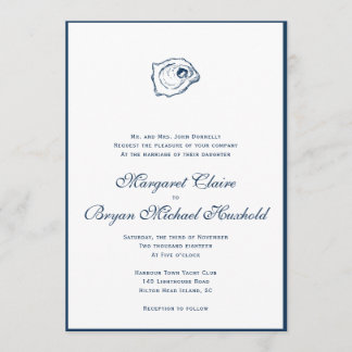 Oyster Invitation V1 with Navy Border