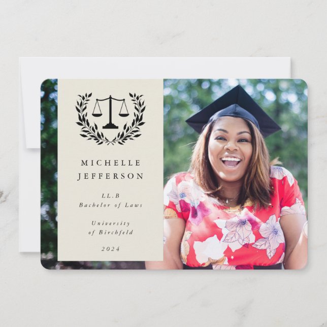 Oyster Law Scales + Laurel Wreath Graduation Photo Announcement (Front)