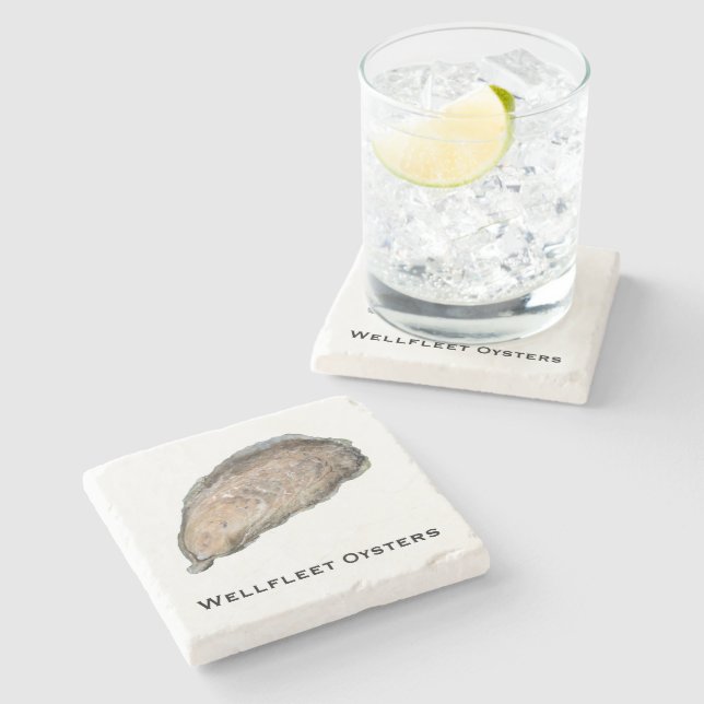 Oyster Marble Coaster - Design D (Side)