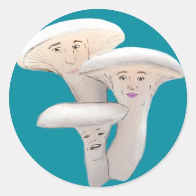 Oyster Mushroom People Cartoon Classic Round Sticker (Front)