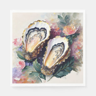 Oyster Oil Painting Botanical Art Napkin