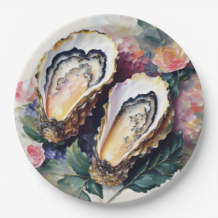 Oyster Oil Painting Botanical Art Paper Plate