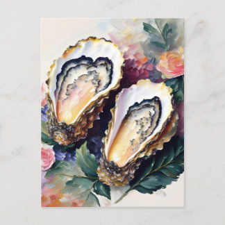 Oyster Oil Painting Botanical Art Postcard
