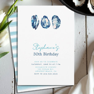 Oyster Party Nautical Beach Ocean 30th Birthday Invitation