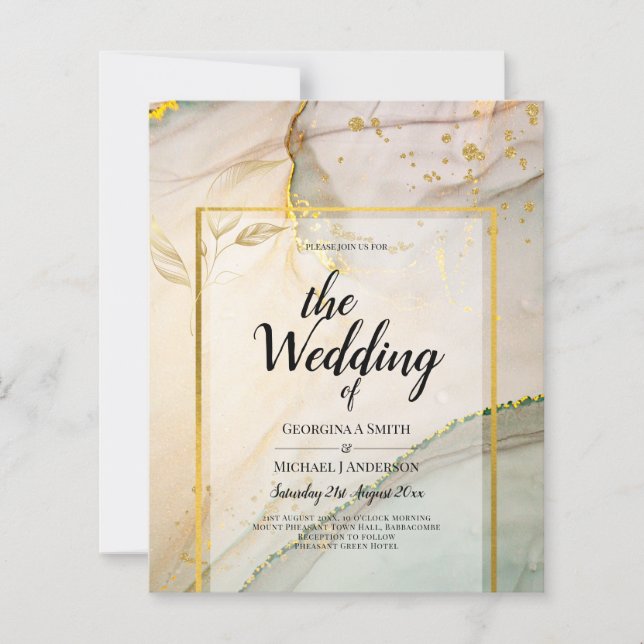 Oyster Pearl Gold WEDDING Alcohol Ink Abstract (Front)