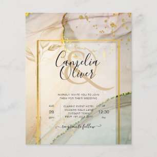Oyster Pearl Gold WEDDING Alcohol Ink Abstract Flyer