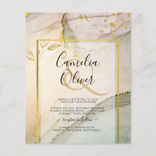 Oyster Pearl Gold WEDDING Alcohol Ink Abstract Flyer