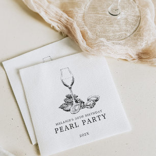 Oyster Pearl Party   Black and White Napkin