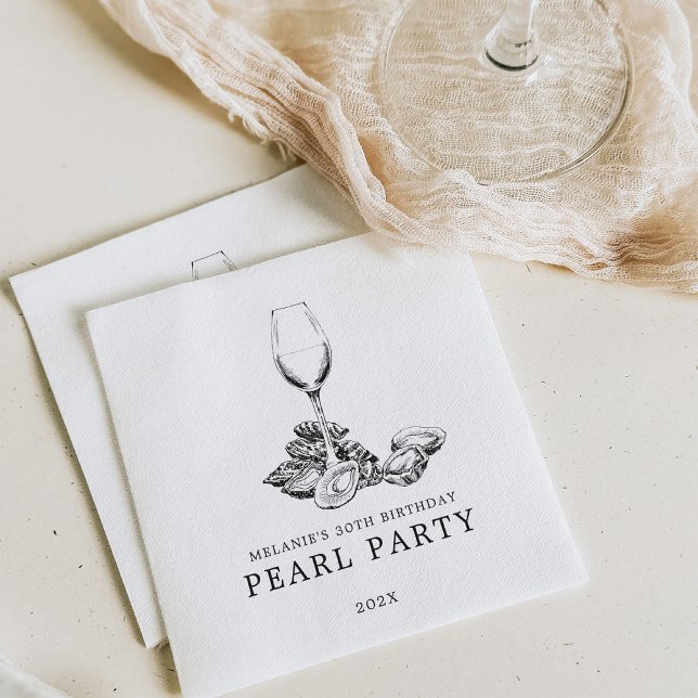 Oyster Pearl Party | Black and White Napkin (Creator Uploaded)