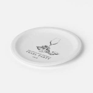 Oyster Pearl Party   black and white Paper Plate