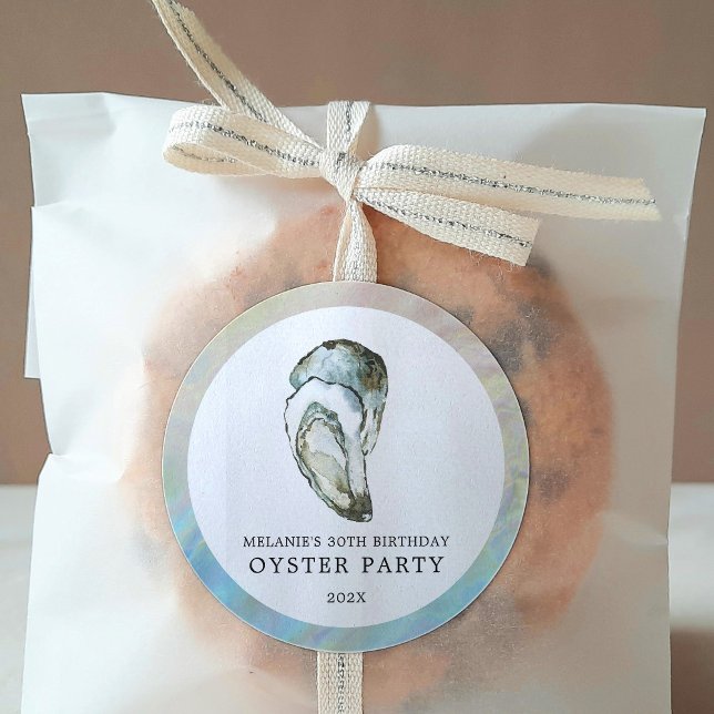 Oyster Pearl Party | Dual Oysters Classic Round Sticker (Creator Uploaded)