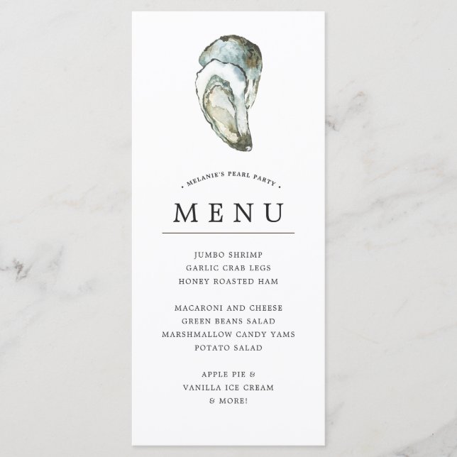 Oyster Pearl Party | Dual Oysters Opal Theme Menu (Front)