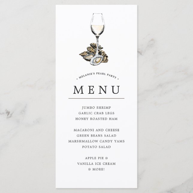 Oyster Pearl Party | Peach Theme Menu (Front)