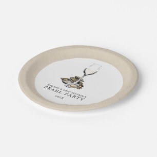 Oyster Pearl Party Tan White Paper Plate